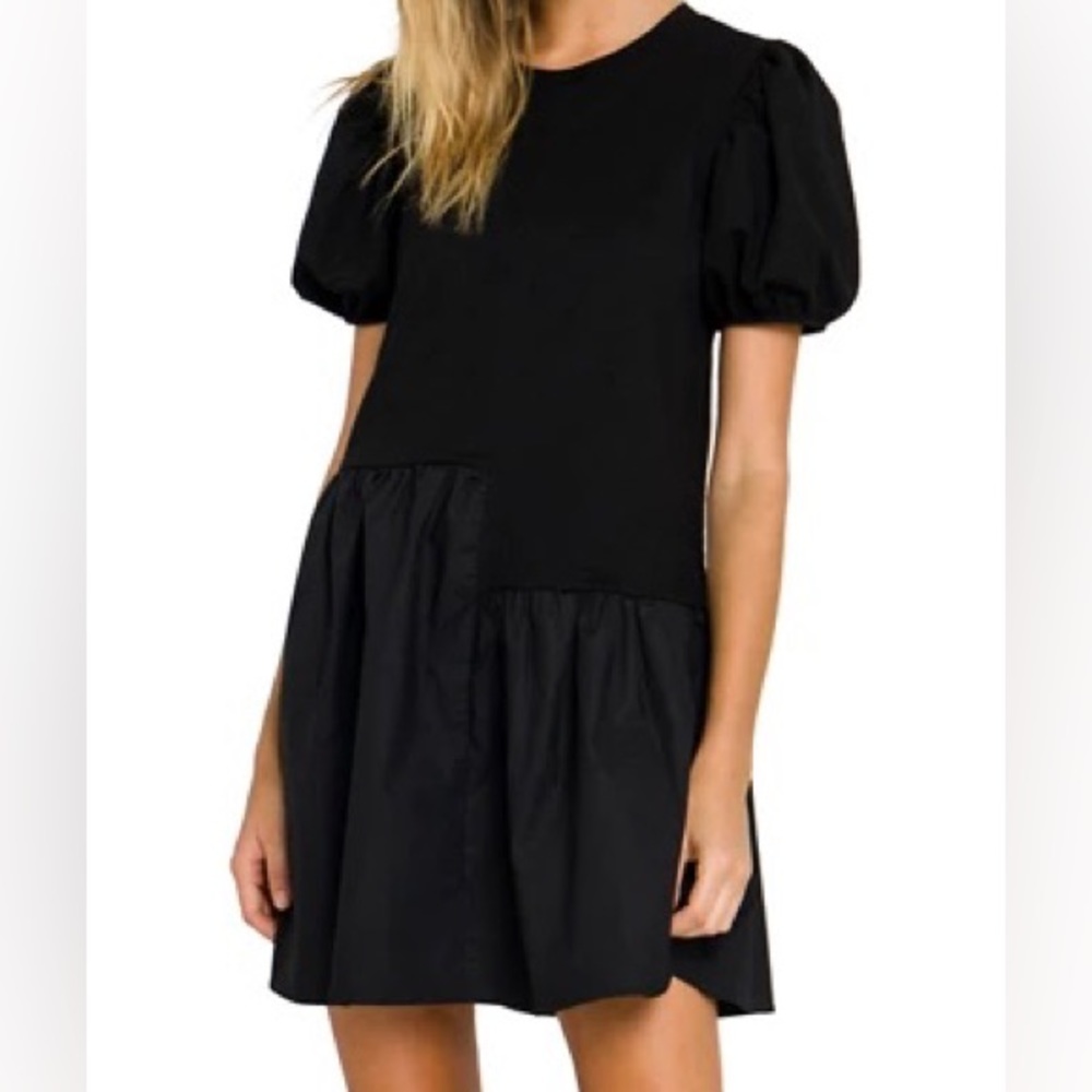 English Factory black short sleeve dress